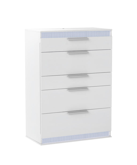 MOSCOW Modern Gloss White 5-Drawer Bedroom Chest