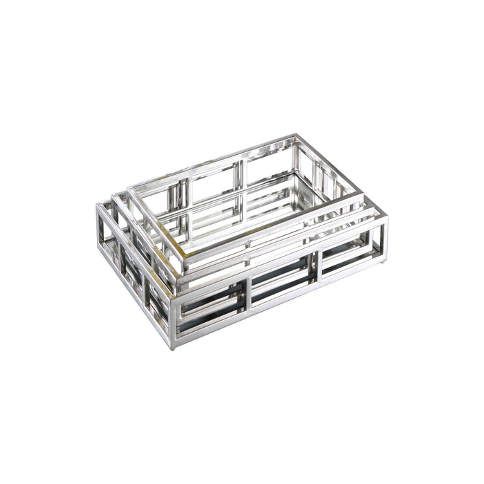 1008-TR Rectangular Stainless Steel Mirrored Nesting Trays