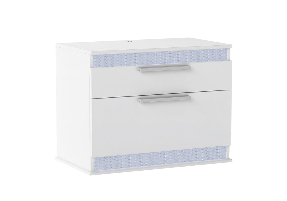 MOSCOW Modern Gloss White 2-Drawer Night Stand