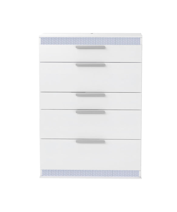 MOSCOW Modern Gloss White 5-Drawer Bedroom Chest