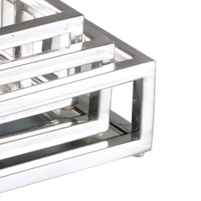 1008-TR Rectangular Stainless Steel Mirrored Nesting Trays