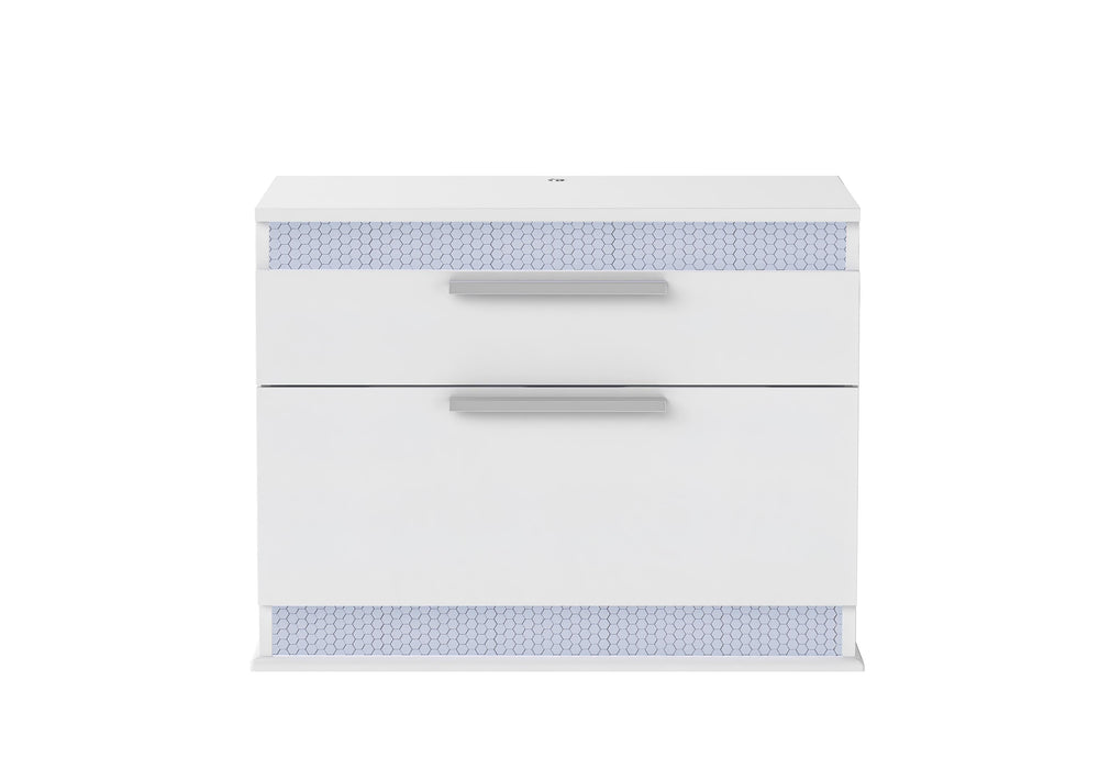 MOSCOW Modern Gloss White 2-Drawer Night Stand