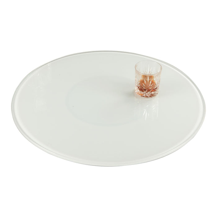 LAZY SUSAN 24" Round White Glass Lazy Susan