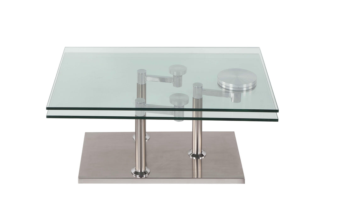 8164 Contemporary Dual Glass Top Cocktail Table