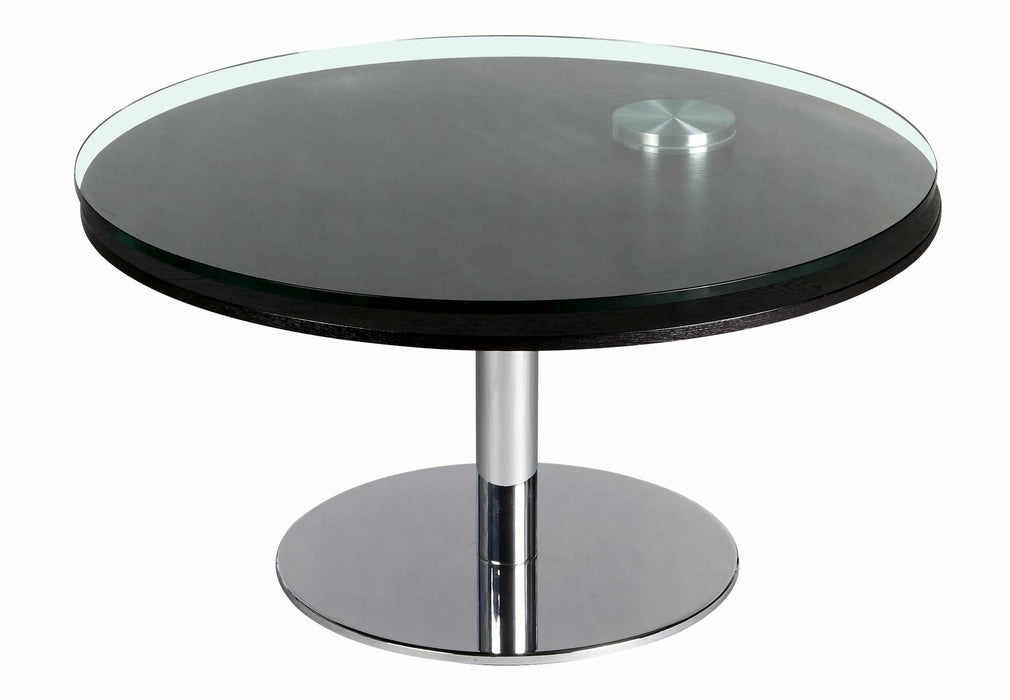 8176 Contemporary Dual Round Top Motion Cocktail Table w/ Glass & Solid Wood Top image