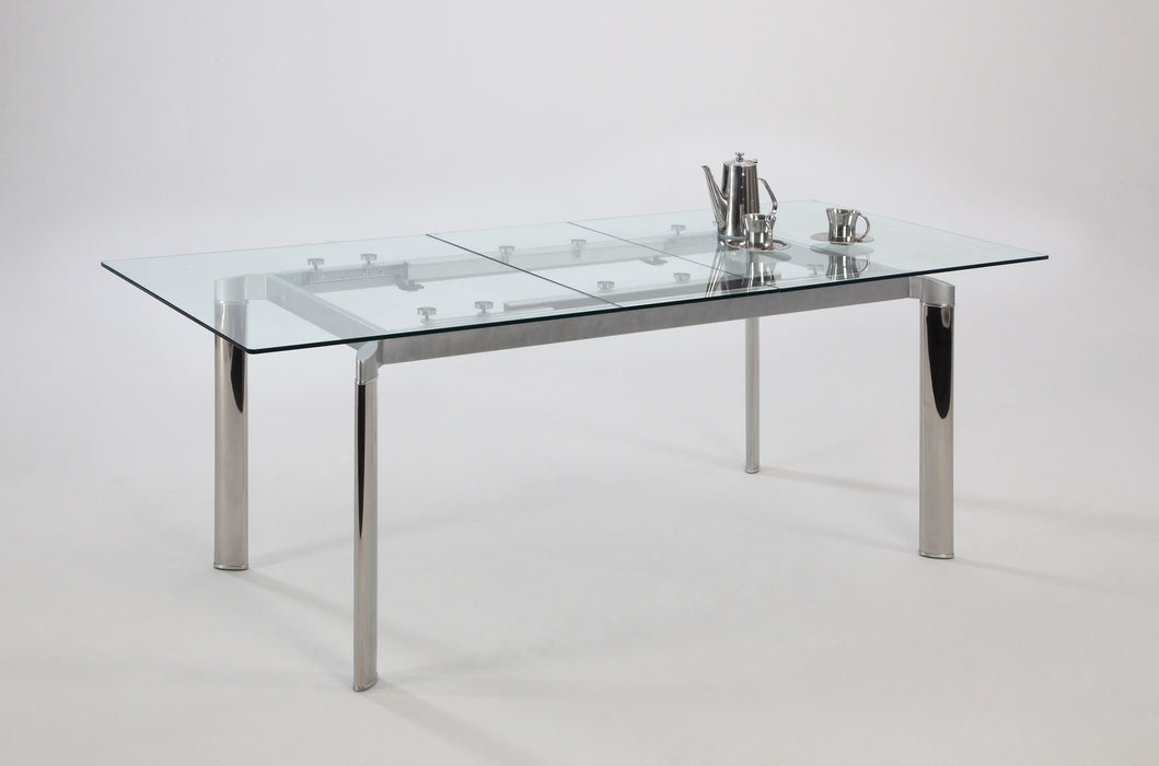 TARA Modern Extendable Clear Glass Dining Table