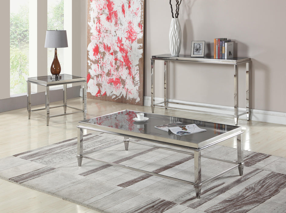 2035 Contemporary Sofa Table w/ Glass Top & Gray Trim