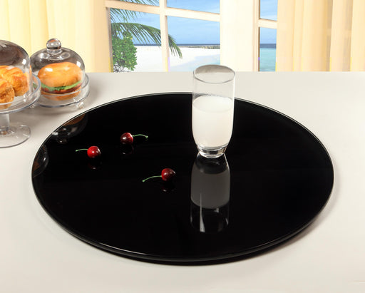 LAZY SUSAN 24" Round Black Glass Lazy Susan image