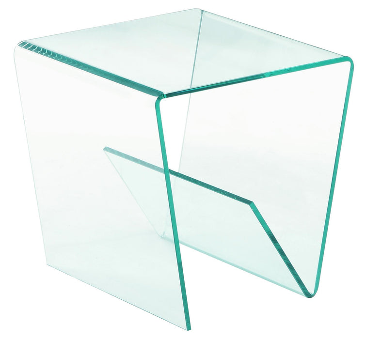 72102 20" Square Bent Clear Glass Lamp Table image