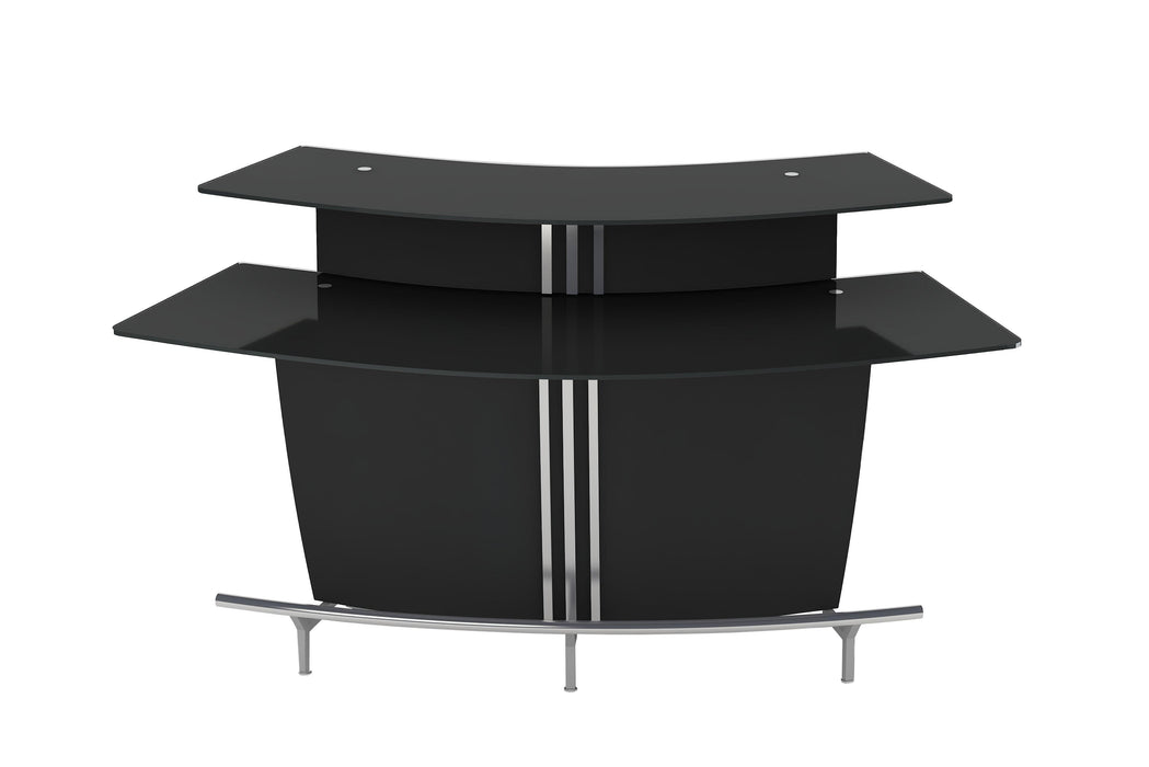 BROADWAY Contemporary Black Glass Bar w/ Counter & Shelves