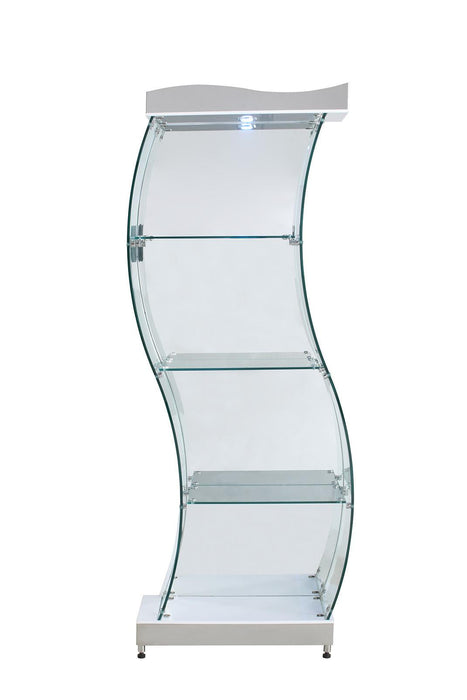 6618 CUR "S" Shaped Glass Curio w/ LED Lights