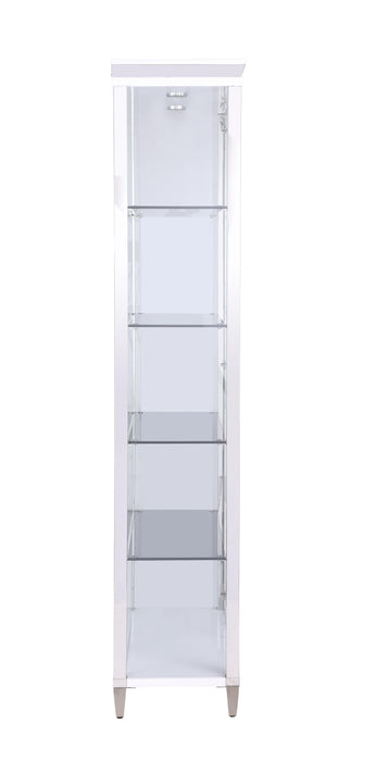 6652-CUR Contemporary Tempered Glass Curio w/ Shelves, Lighting & Locking Doors