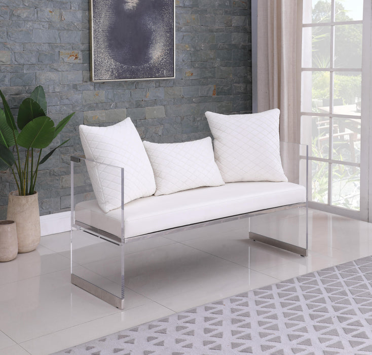 CIARA Contemporary Acrylic Bench w/ Upholstered Seat