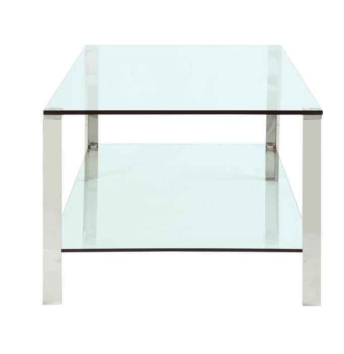 5080 Contemporary Rectangular Glass & Stainless Steel Cocktail Table