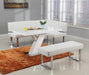 LINDEN Contemporary Dining Set w/ White Gloss Table, Upholstered Bench & Nook image