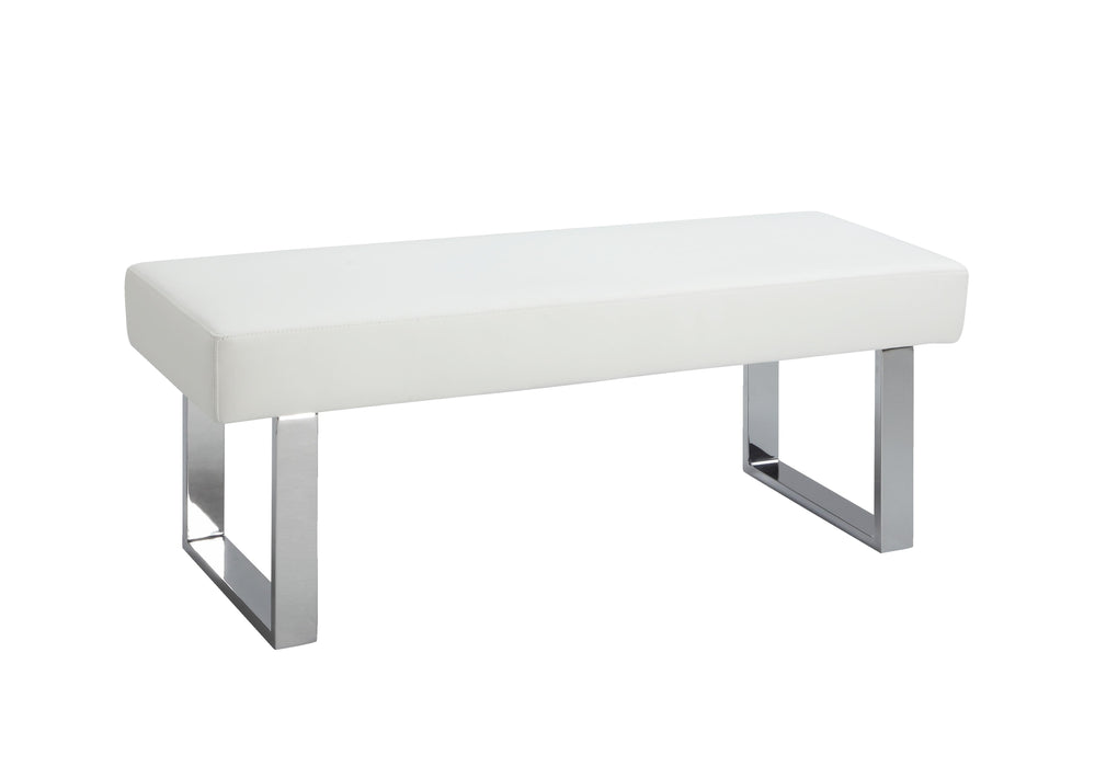 LINDEN Contemporary Dining Set w/ White Gloss Table, Upholstered Bench & Nook