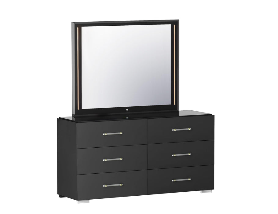 FLORENCE Modern 6-Drawer Gloss Black Bedroom Chest image