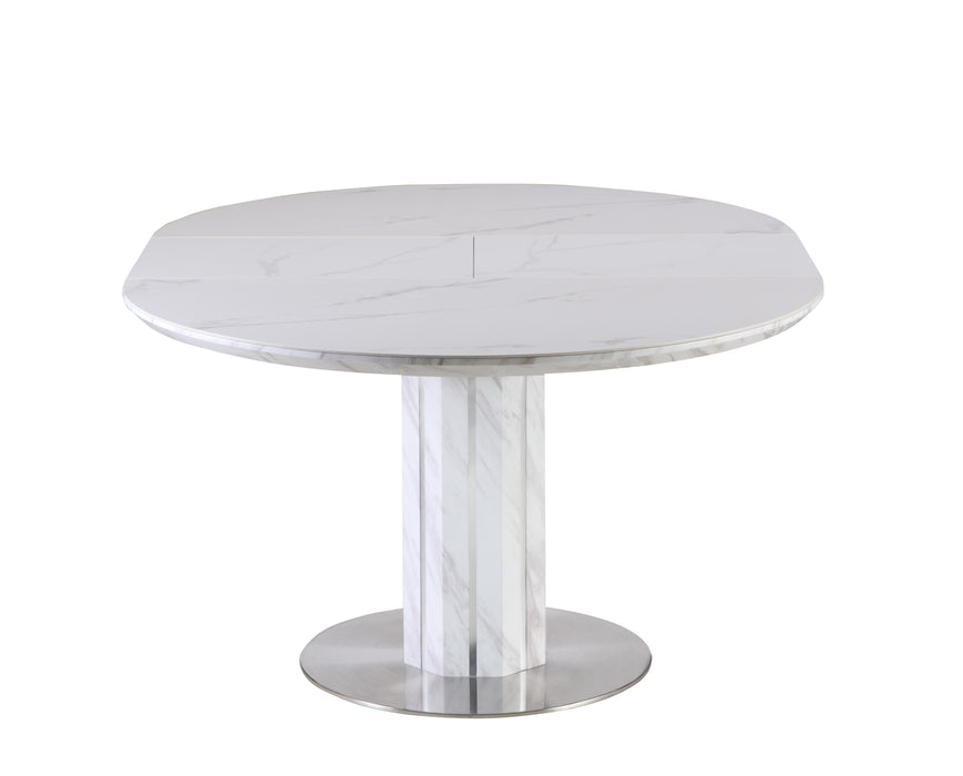 GRETCHEN Contemporary Dining Set w/ Butterfly-Extendable Marbleized Top Table