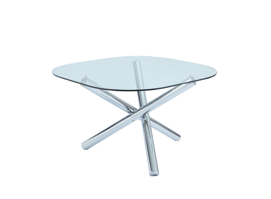 LEATRICE Contemporary Square Round Glass Top Table