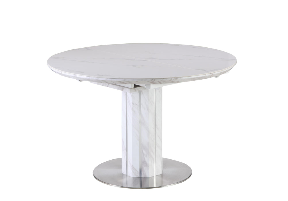 GRETCHEN Contemporary Dining Set w/ Butterfly-Extendable Marbleized Top Table