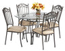 0710 Transitional Style Dining Set with Wrought Iron Glass Table & Chairs-YULISSA HOME FURNISHINGS LLC