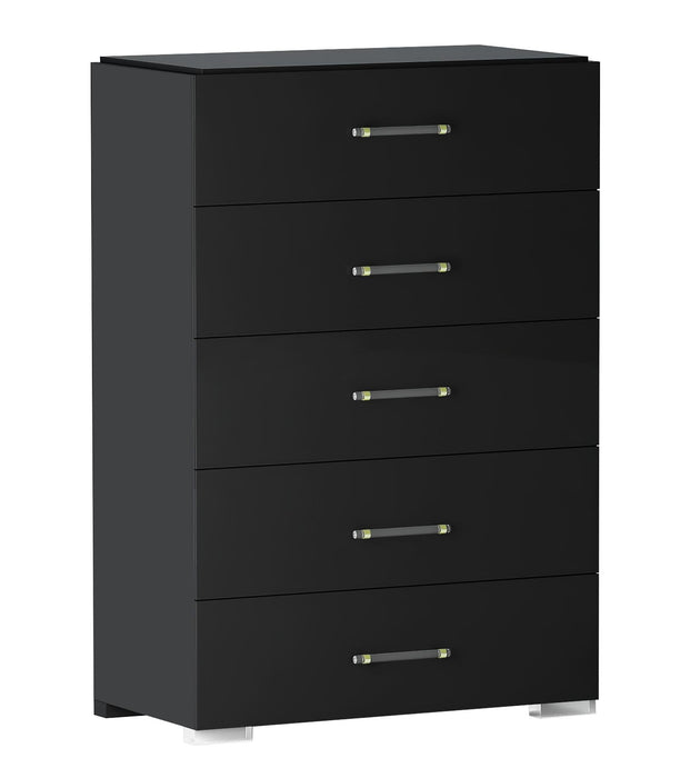 FLORENCE Modern 5-Drawer Gloss Black Bedroom Chest image