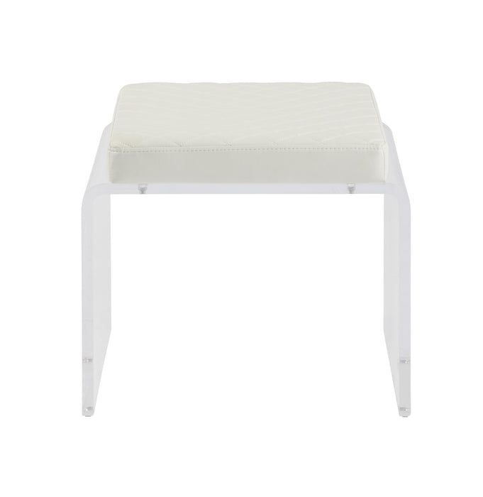 CIARA Contemporary Acrylic & White Upholstered Ottoman