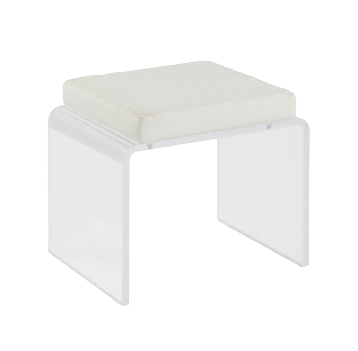 CIARA Contemporary Acrylic & White Upholstered Ottoman