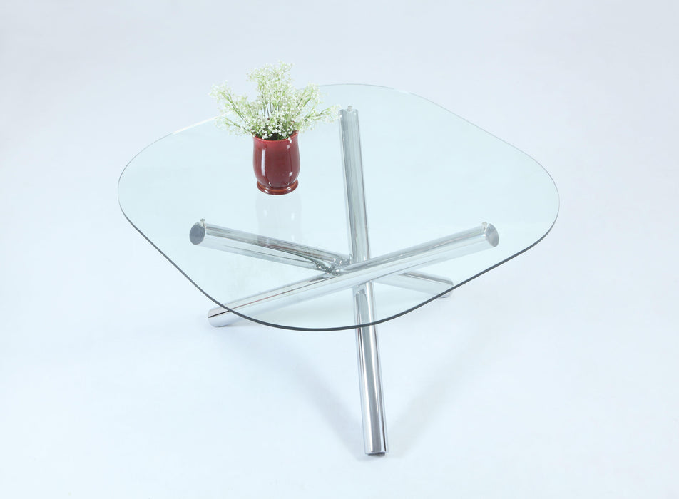 LEATRICE Contemporary Square Round Glass Top Table