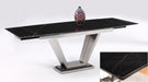 JESSY Contemporary Extendable Black Marble Dining Table w/ Steel Pedestal image