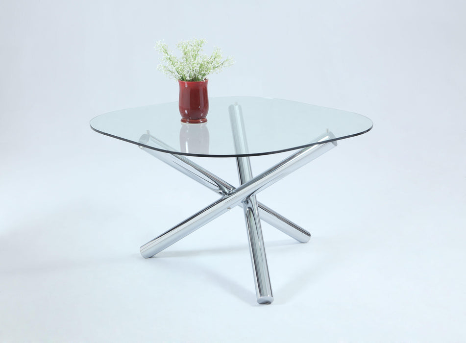 LEATRICE Contemporary Square Round Glass Top Table