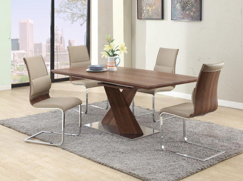 BETHANY Modern Extendable Walnut Veneer Dining Table