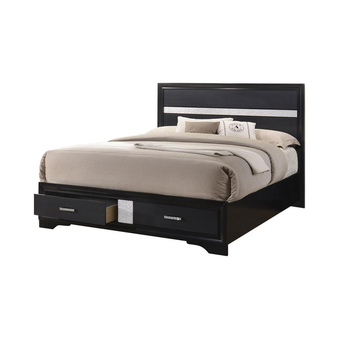 Miranda Eastern King 2-drawer Storage Bed Black