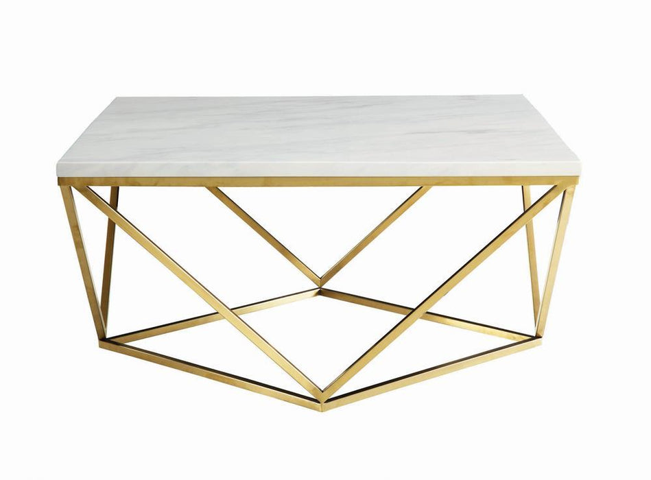 Meryl Square Coffee Table White and Gold