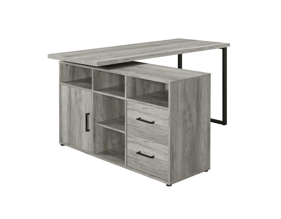 Hertford L-shape Office Desk with Storage Grey Driftwood