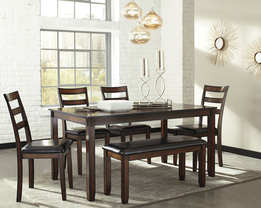 Coviar Dining Table and Chairs with Bench (Set of 6) - Yulissa Home Furnishings (NJ)