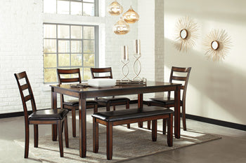 Coviar Dining Table and Chairs with Bench (Set of 6) - Yulissa Home Furnishings (NJ)