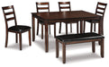 Coviar Dining Table and Chairs with Bench (Set of 6) - Yulissa Home Furnishings (NJ)