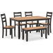 Gesthaven Dining Table with 4 Chairs and Bench (Set of 6) - Yulissa Home Furnishings (NJ)