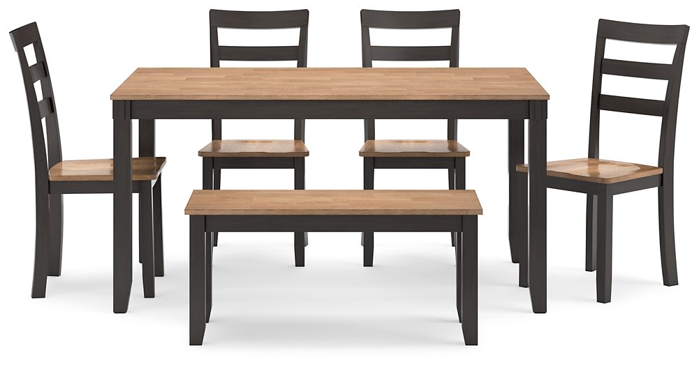 Gesthaven Dining Table with 4 Chairs and Bench (Set of 6) - Yulissa Home Furnishings (NJ)