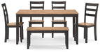 Gesthaven Dining Table with 4 Chairs and Bench (Set of 6) - Yulissa Home Furnishings (NJ)