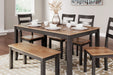 Gesthaven Dining Table with 4 Chairs and Bench (Set of 6) - Yulissa Home Furnishings (NJ)