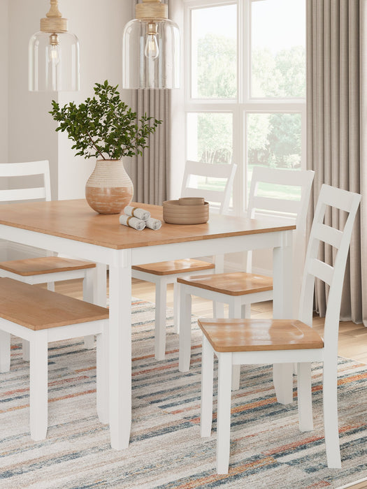 Gesthaven Dining Table with 4 Chairs and Bench (Set of 6) - Yulissa Home Furnishings (NJ)