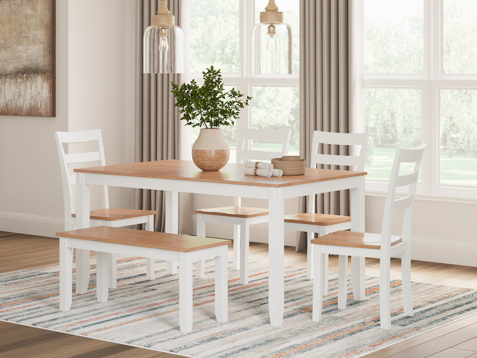 Gesthaven Dining Table with 4 Chairs and Bench (Set of 6) - Yulissa Home Furnishings (NJ)