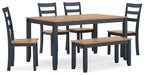 Gesthaven Dining Table with 4 Chairs and Bench (Set of 6) - Yulissa Home Furnishings (NJ)