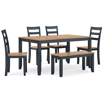 Gesthaven Dining Table with 4 Chairs and Bench (Set of 6) - Yulissa Home Furnishings (NJ)