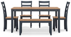 Gesthaven Dining Table with 4 Chairs and Bench (Set of 6) - Yulissa Home Furnishings (NJ)