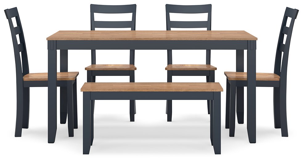 Gesthaven Dining Table with 4 Chairs and Bench (Set of 6) - Yulissa Home Furnishings (NJ)