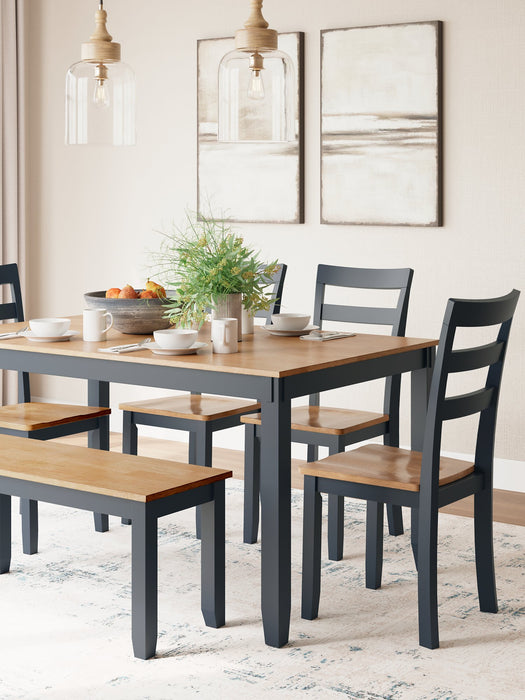 Gesthaven Dining Table with 4 Chairs and Bench (Set of 6) - Yulissa Home Furnishings (NJ)