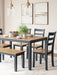 Gesthaven Dining Table with 4 Chairs and Bench (Set of 6) - Yulissa Home Furnishings (NJ)